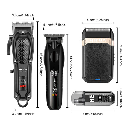 HIENA Pro Hair Clipper Set High Power Portable Cordless Hair Cutting Machine Men's Professional Electric Beard Shaving Razors