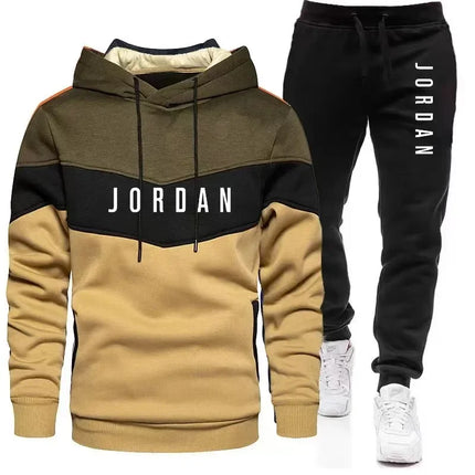 JORDAN Embroidered Winter-Spring Men's Sportswear Set - Casual Three-Color T-shirt - Men's Single-Piece Hooded Jogging Jacket an