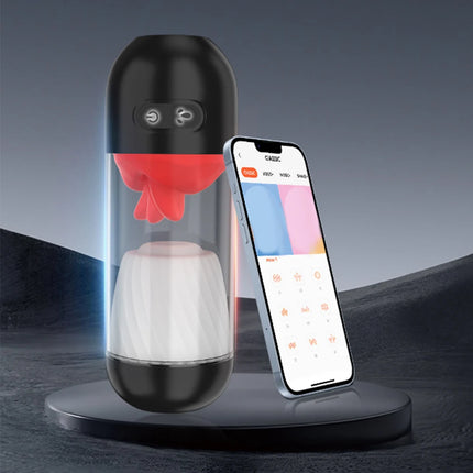 APP Control Automatic Male Masturbator Cup 360° Tongue Stirring Pussy Blowjob Machine Vibration Masturbation Sex Toy for Men
