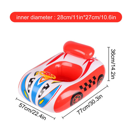 1PC Swim ring, police car design, anti-rollover toddler swim ring, inflatable boat-style float, thickened PVC baby swim ring