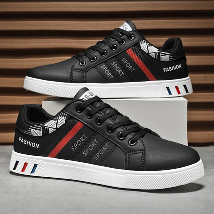 Striped design skate shoes, men's lace-up sports shoes, skate shoes, comfortable, simple and trendy, suitable for all seasons