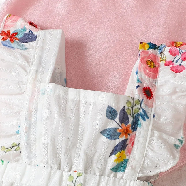 3-24 Months Newborn Baby Girl Ruffle Sleeveless Floral Fashion Romper Summer Infant Girl Jumpsuit for Toddler Baby Daily Wear