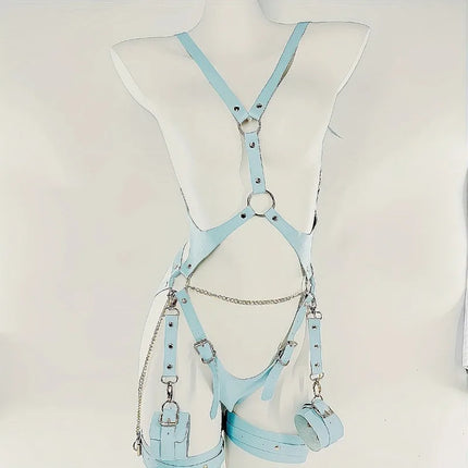 Sexy Harness Body Punk for Women Lingerie Gothic Leather Cage Bra Stocking Wedding Garter Belt Mature Thigh Leg Harness Toys18+