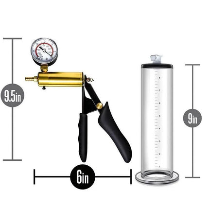 Male Vacuum Pump with Acrylic Cylinder and Metal Pressure Gauge, Stamina Desensitizing Training Device for Home Use