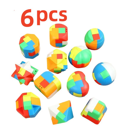 3D Puzzle Luban Lock Keychain - Magic Mini Cube Brain Teaser Game Intellectual Educational Toy For Kids Adult Antistress