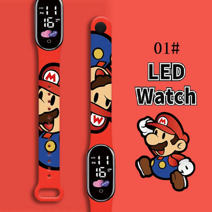 Mario Kids LED Watch Waterproof Touch Digital Bracelet Sports Wristwatch Anime Cartoon Children's Watch For Birthday Gift