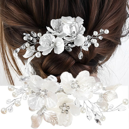 Crystal Pearl Flower Hairpin Wedding Guest Headdresses White Shell Flower Hair Clip Barette Hair Woman Wedding Hair Accessories
