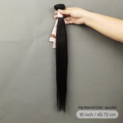 Straight Bundles Human Hair 10-30 Inch Hair Weave Bundles 100% Human Hair Extensions Natural Black Raw Hair Bundles 50G/Pcs