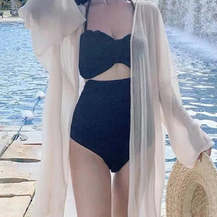 Plus Size Women Shirt Clothing 2025 Summer Beach Travel Solid Color Cape Breathable Cardigan Slight Strech LOOSE FIT