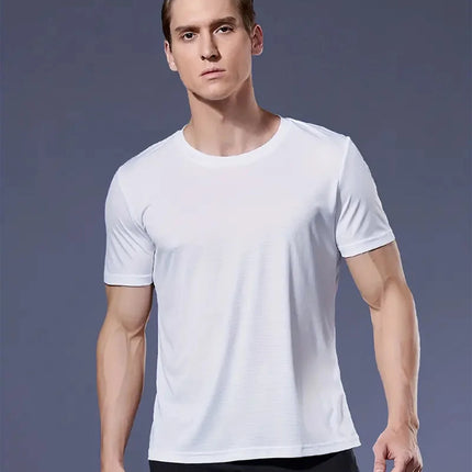 Crew T-Shirt10Pcs White Ultralight Men Quick Dry Breathable Sweat Shirt for Fitness Gym Running Light Plaid Quick Dry Short Sleeves