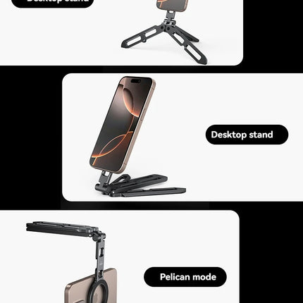 VRIG MG-21 Magnetic Phone Holder Magsafe Tripod with Arca-Swiss Cold Shoe for Phone Vlog Foldable Desktop Phone Mount for Travel