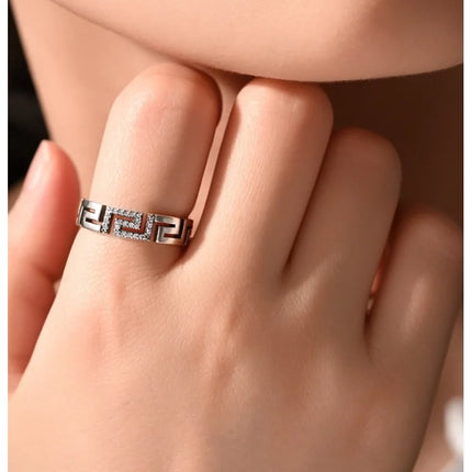 Shine Zircon Ring 925 Silver Original Stone Multi Layer Simple Infinitely Wide Rings For Women FineJewelry Wedding Party Gift
