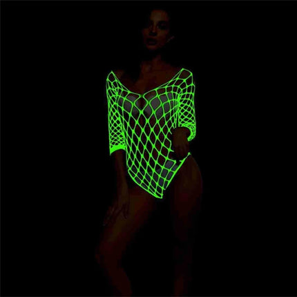 Erotic Underwear Women Lingerie Suspenders Glow-in-the-dark Jacquard Hollowed out Sexy BodyStockings Mesh Costumes Baby Dolls