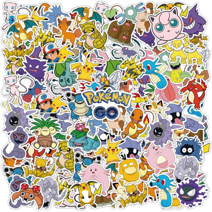 50PCS Anime Pokemon Cute Stickers Graffiti Decoration DIY Skateboard Phone Fridge Bike Cartoon Decals Sticker for Kid Toy Gift
