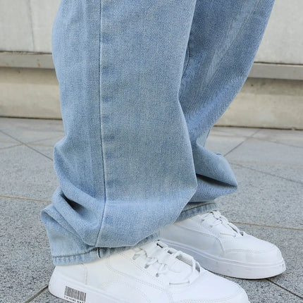 Spring Autumn Men Baggy Jeans Oversize Straight Loose Casual Denim Trousers Solid Color Streetwear Fashion Y2k Wide Leg Pants