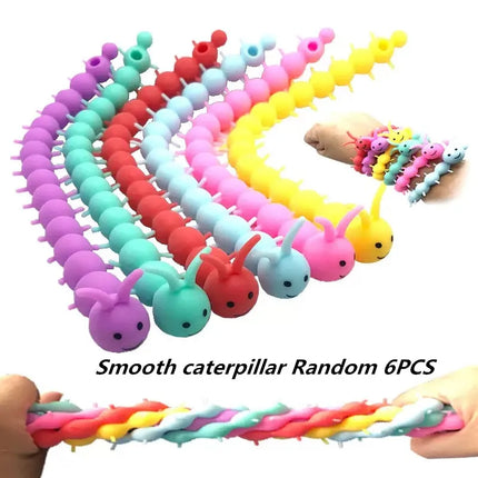 1-6PCS Funny Unicorn Pull Worm Noodle Fidget Toys Stretch String TPR Rope Anti Stress Toys String Stress Relief Autism Vent Toy