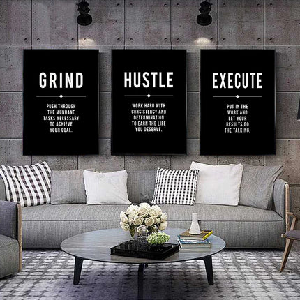 Grind Hustle Success Motivational Posters and Prints Office Decor Modern Art Entrepreneur Motivation Canvas Painting Pictures