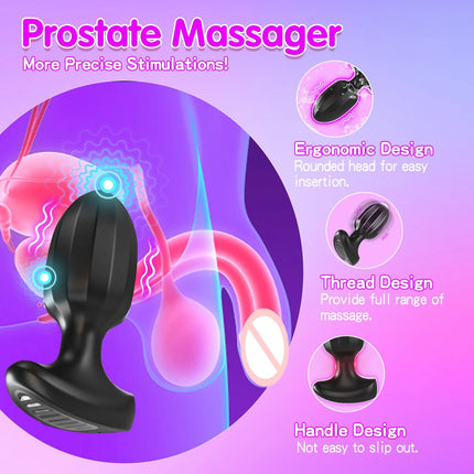 Anal Plug Vibrators Sex Toys - APP Remote Control Prostate Massager with 9 Intense Vibration Modes, Female Wearable G Spot