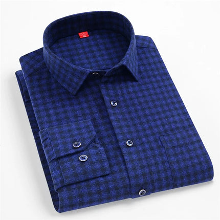 Pure Cotton Men's Plaid Shirt Long Sleeve Regular Fit Men Casual Oversized Shirt Leisure Autumn Male Blouse New Plus Size
