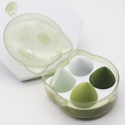 Ultra Soft Bear Beauty Blender 4pcs Set Makeup Sponge Dry Wet Use Water Activated Large Size Non-Powder Eating Puff