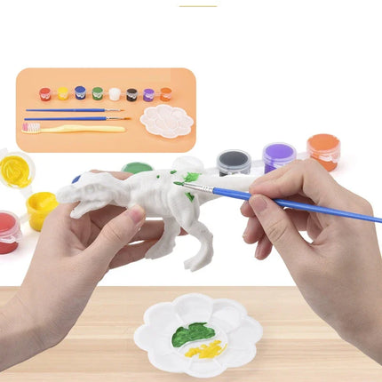 6/8Pcs Painted Graffiti Dinosaur White Embryo Animals Model Children's Educational DIY Handmade Painting Colorful Dinosaur Toys