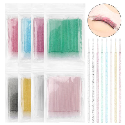 100pcs Eyelash Cleaning Brushes Micro Cotton Swab Individual Removing Makeup Brush Eyelashes Microbrush Beauty Clean Tools