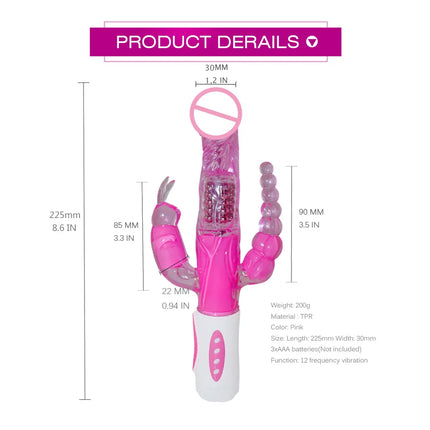 Sextoy 3 In 1 Dildo Rabbit Vibrator Tongue Licking Double Rod Masturbation Anal Clit Vibrator Sex Toys for Women
