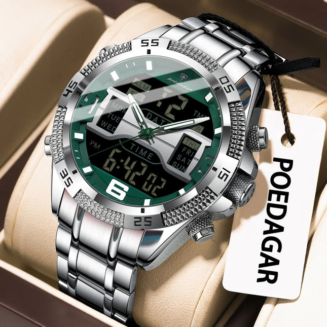 POEDAGAR Luxury Man Digital Watch Alarm Luminous LED Week Date Sports Quartz Men Watch Fashion Military Electronic Men's Watches