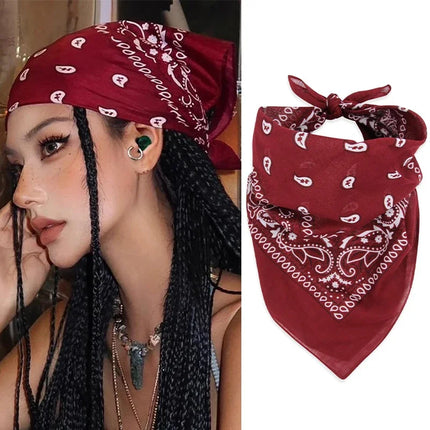 New Fashion Hip Hop Wine Red Hair Scarf Unisex Retro Square Scarves Headwear Bandanna Hair Band Neck Wrist Wrap Band Accessories