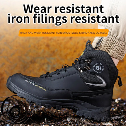 Construction Safety Shoes Men Waterproof Work Boots Anti-smash Steel Toe Shoes Puncture-Proof Indestructible Shoes Safety Shoes