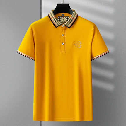 Summer Men's Fashion Casual Short-Sleeved Polo Shirt High-End Boutique Embroidered Top Comfortable and Breathable Lapel T-shirt