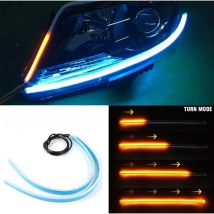 LED DRL Car Daytime Running Light Flexible Waterproof Strip Auto Headlights White Turn Signal Yellow Brake Flow Lights 12V