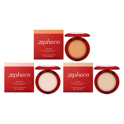 Zephoco Balm Foundation Blemish Cover Moisturizing Skin Brightening Products High Coverage Makeup Concealer Foundation Cream 15g