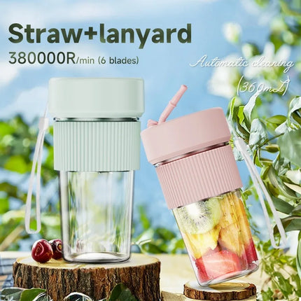 Handheld Juicing Cup Electric Fruit Juicer Rechargeable Wireless Blender Mini Juice Mixer With Straw 6 Blades Juicer Bottle