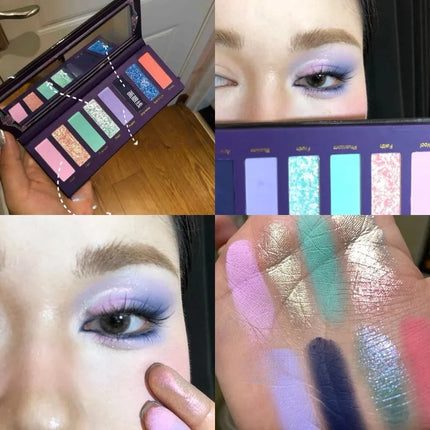 8 Colors Gothic Pearlescent Purple Eyeshadow Palette Oil Painting Style Matte Punk Metallic Chameleon Smoked Eye Pigment Makeup