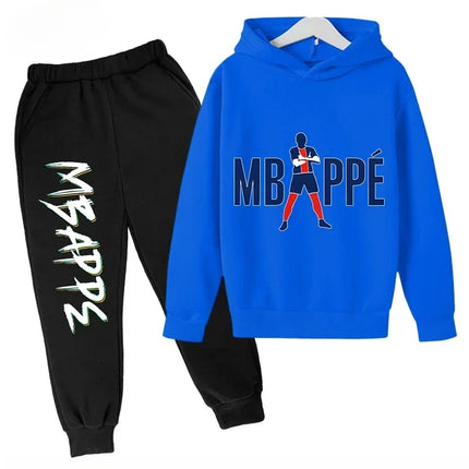 Spring Autumn Children's Hoodie Set Mbappe Print Plus Sweatshirt Pants Suits Sports Kid Tracksuit 2-piece Set Boys Girls Clothes
