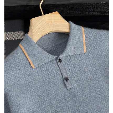 100% Goat Cashmere T-shirt Men's POLO Collar Short Sleeve Pullover 2025 Spring/Autumn New Fashion Knit Business Casual Tank Tops