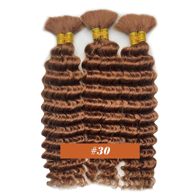 Human Braiding Hair Chocolate Brown 100g Deep Wave Bulk No Weft Human Hair Wigs Bundles for Curly Boho Braiding