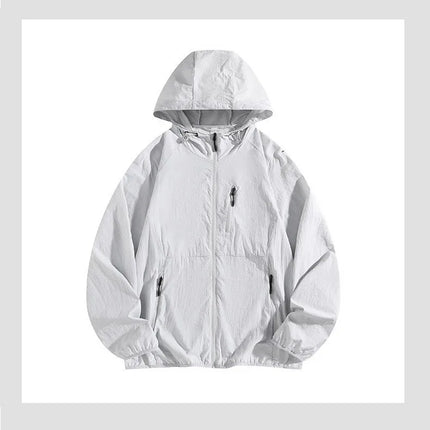 Men's Summer Thin Fishing Jacket UPF50+ UV Protection Quick Dry Hat Outdoor Clothing Breathable Tight Fit Linen Polo Shirt