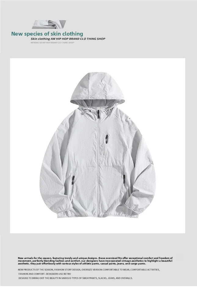 Men's Summer Thin Fishing Jacket UPF50+ UV Protection Quick Dry Hat Outdoor Clothing Breathable Tight Fit Linen Polo Shirt