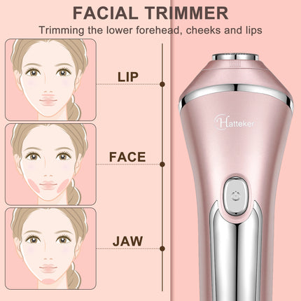 HATTEKER Women Multi-Function Electric Hair Remover Home Use Three-in-One Waxing Tool Washable Full Body Intimate Trimmer Razor