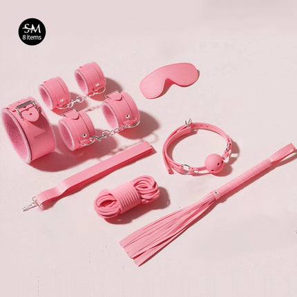 Sex Toys BDSM Bondage Kits Genuine Leather Restraint Set Handcuffs Collar Gag Vibrators Sex Toys For Women Couples Adult Games