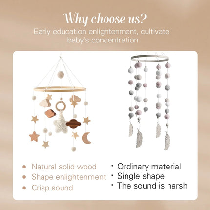 Baby Wooden Crib Mobile Bed Bell Hanging Rattle Toy Newborn Music Box Bed Bell Hanging Toys Holder Bracket Infant Crib Baby Gift