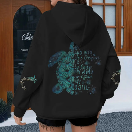 Turtle Vintage Hoodies "And Into The Ocean I Go" Women Men Turtle Lovers Gifts Sweatshirts Spring Lonng Sleeve Animal Hoodie