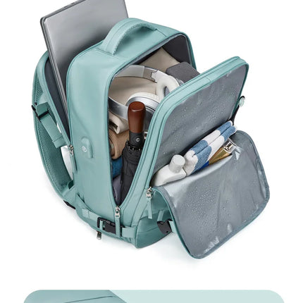 Buylor Women's Travel Backpack 16inch Large Capacity Multi-Function Suitcase USB Charging Schoolbag Short Distance Luggage Bag