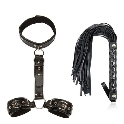 Adult BDSM Exotic Accessories Neck Collar Handcuff Whip Binding Rope Restraint Toy for Couples