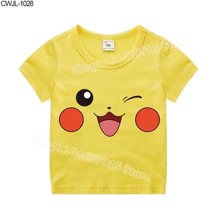 Pokemon Child T-shirt Fashion Clothes Pikachu Print T-Shirts Boutique Kids Clothing Boys Charmander Summer Tops Birthday Gift