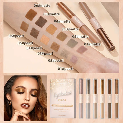 6pcs Liquid Eyeshadow Set,Pearly Glitter Matte Double Ended Eyeshadow,Pearly And Matte Finish,Smooth Delicate Texture Eyeshadow