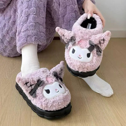 Hot Kuromi Cotton Slippers For Women'S Autumn And Winter Shoes Home Anti Slip Cute Cartoon Cotton Shoes Thickened Slippers Xmas