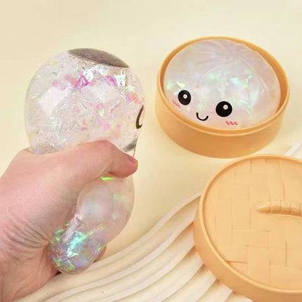 New Giant Squishies Dumpling Bun Toy, Slow Rising Glitter Dumpling Stress Ball, Stress Relief Fidget Toy for Home Office Travel